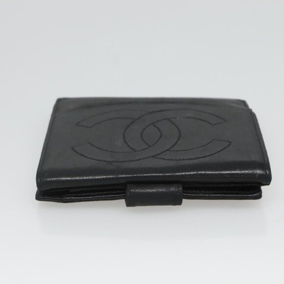 CHANEL Bifold Wallet Lamb Skin Black CC Auth - Picture 5 of 16